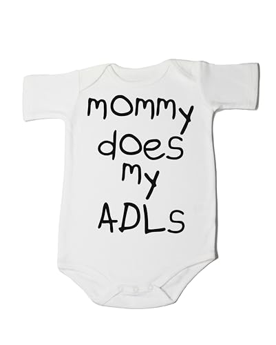 Cute Baby Printed Romper Mom Does All My ADLs Personalized Baby Funny Bodysuit Baby Shower Gift Caring Mom Sweatshirt (0-6 Months, Mommy Does My ADLS Print-Short Sleeve Romper)