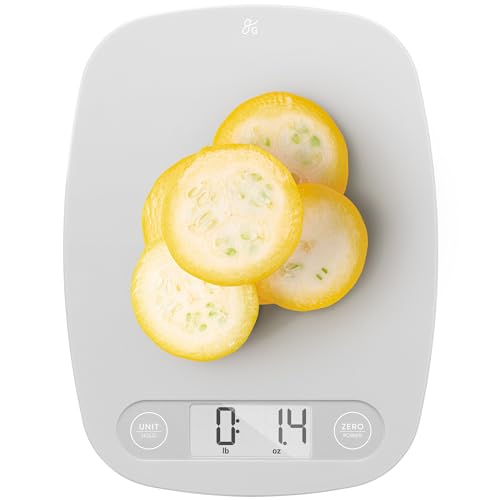 Greater Goods Digital Kitchen Scale - Cooking, Baking, Meal and Food Prep Scale, Weighs in Grams, Pounds and Ounces, Gray