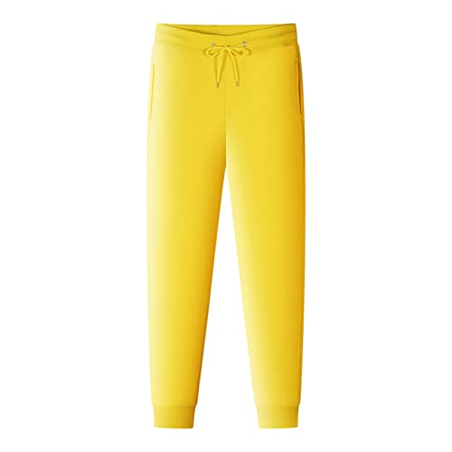 Men's Sweatpants Athletic Solid Pocket Warm Up Drawstring Fashion Design Joggers Running Classic Workout Comforty Pants Yellow