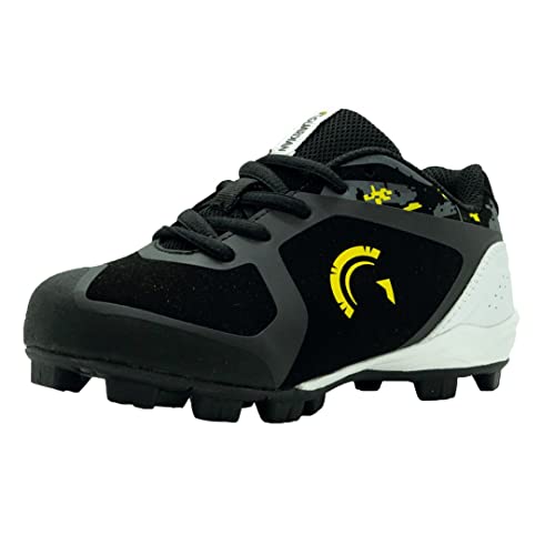 Guardian Baseball - Youth Low Top Baseball Cleats for Boys and Girls Softball Cleats - Black/Volt, 5