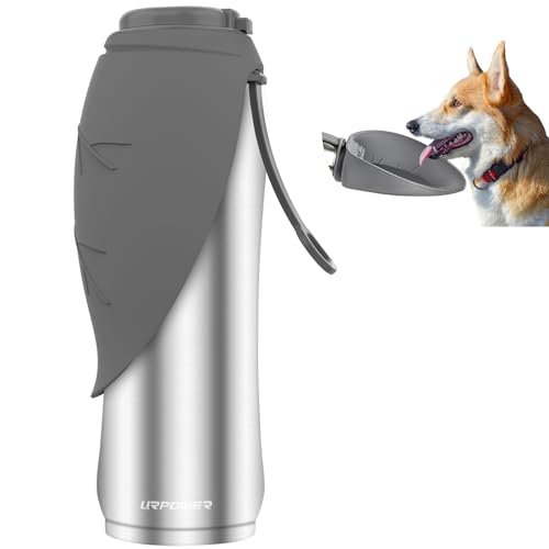 URPOWER 27 Oz Large Dog Water Bottle, Double Wall Insulated Stainless Steel Dog Travel Water Bottle Leak Proof Portable Pet Water Dispenser BPA-Free Drinking Bowl for Dog Outdoor Walking, Hiking