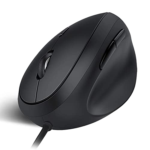 shoplease Wired Ergonomic Mouse, Optical Vertical Mouse with 3 Adjustable DPI 800/1200/1600, 6 Buttons USB Computer Mouse