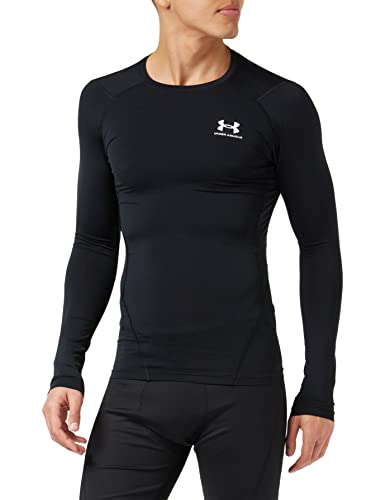 Under Armour Men's Armour HeatGear Compression Long-Sleeve T-Shirt , Black (001)/White , Small