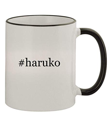 Knick Knack Gifts #haruko - 11oz Colored Handle and Rim Coffee Mug, Black