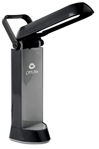 OttLite Folding Task Lamp, Black – Multi-Position Shade, Fold-Up Design, Portable Handle, Low Heat, Low Glare Illumination, Fits Desks & Workstations