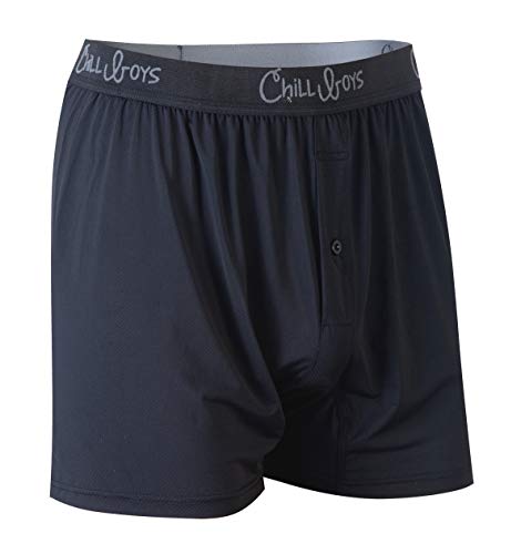 Chill Boys Performance Boxers -Cool Comfortable Men's Boxer Shorts. Soft Anti-Chafing Underwear for Men. Tagless Boxers, Black XXL