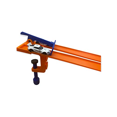 Hot Wheels Compatible Clamp with 2 Lane Starter Gate (Blue/Orange)