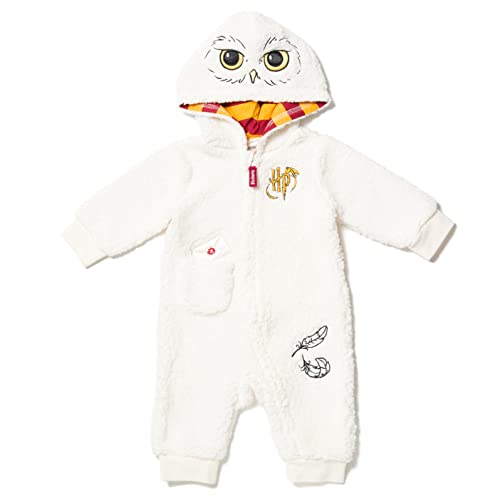 Harry Potter Hedwig Owl Newborn Baby Boys Zip Up Costume Coverall White 6-9 Months