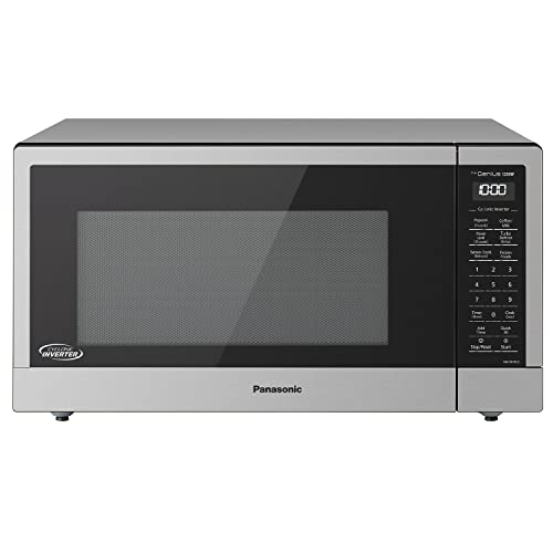 Panasonic NN-SN76LS 1.6 cu.ft Cyclonic Inverter Countertop Microwave Oven 1250Watt Power with Genius Sensor Cooking, 19.44'D x 21.88'W x 11.94'H, Stainless Steel