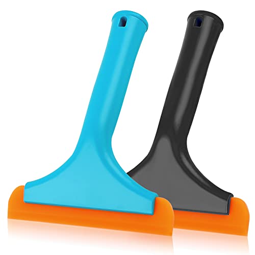 All-Purpose Squeegee for Car Window Squeegee for Shower Glass Door, Super Flexible Silicone Squeegee for Window Cleaning Small Squeegee for Car Windshield(Black+Blue)