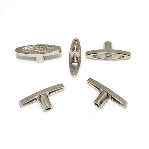 Pursuestar 5Pcs 8mm 0.35' Silver Metal Winder T-Bar Replacement Winding Keys for Windup Jewelry Music Box Kit