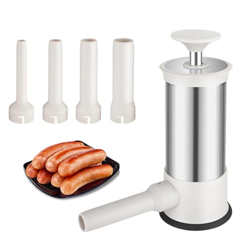 Aiuuee Sausage Stuffer, Kitchen Homemade Sausage Machine with 4 Stuffing Tubes, Vertical Sausage Maker Fast Sausage Filling, 2.2LBS
