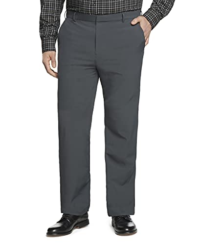 Van Heusen Men's Big & Tall Big and Tall Stain Shield Stretch Straight Fit Flat Front Dress Pant, Charcoal Smoke, 44W x 30L