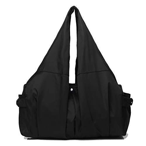 Shoulder Bag for Women, Waterproof Shopping Lightweight Work Purse and Handbag Travel Beach Tote Nylon Large Capacity Hobo (8022-BLACK)