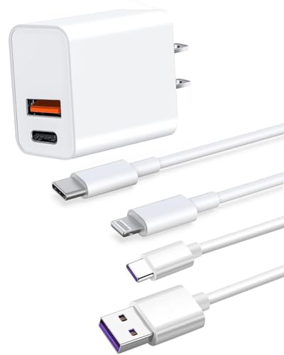 iPhone 15 Pro Max Charger Block with USB C to Lightning Cable, USBC Cord for Apple iPhone 15 Plus/14/13/12/11 Pro Max/Pro/Plus, Dual Port Wall Charger Adapter C Type Lighting Long Power Adapter 3Ft