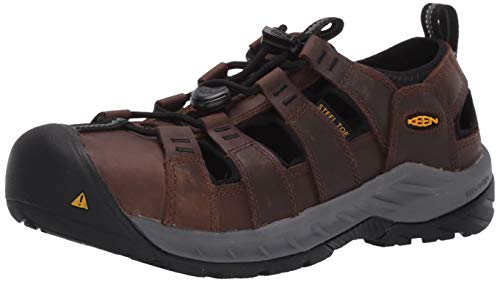 KEEN Utility Men's Atlanta 2 Cooler Plus Low Steel Toe Slip On Non Slip Work Shoes, Cascade Brown/Black, 11 Wide US