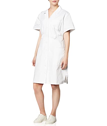 Dickies womens Button Front medical scrubs dresses, White, Small US
