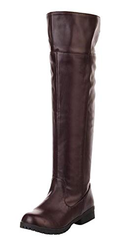 ACE SHOCK Men's Cosplay Boots Knee High Equestrian Boots Costume Shoes (11, Brown)