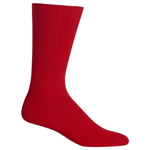 Chaps Men's Solid Color Casual True Rib Crew Socks-1 & 3 Pairs-Cotton Comfort and Breathable Mesh, Red, Shoe Size: 6-12