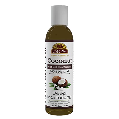 OKAY | Coconut Hot Oil Treatment | For All Hair Types & Textures | Deeply Penetrating | 100% Natural | Free of Paraben, Silicone | 6 oz