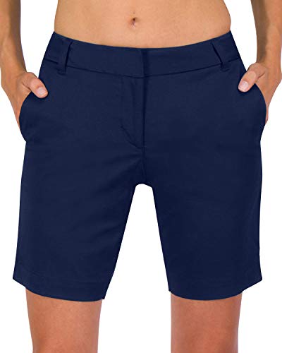 Three Sixty Six Womens Bermuda Golf Shorts 8 ½ Inch Inseam - Quick Dry Active Shorts with Pockets, Athletic and Breathable Cadet Navy