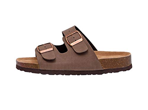 CUSHIONAIRE Women's Lane Cork Footbed Sandal With +Comfort, Brown, 6.5