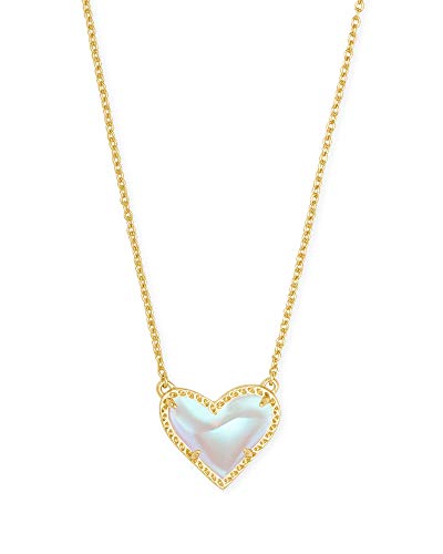 Kendra Scott Ari Heart Pendant Necklace for Women, Fashion Jewelry, 14k Gold-Plated, Dichroic Glass