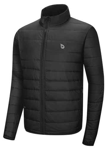 BALEAF Men's Puffer Jacket Packable Winter Coats Lightweight Water Resistant Quilted Warm Windproof Black M