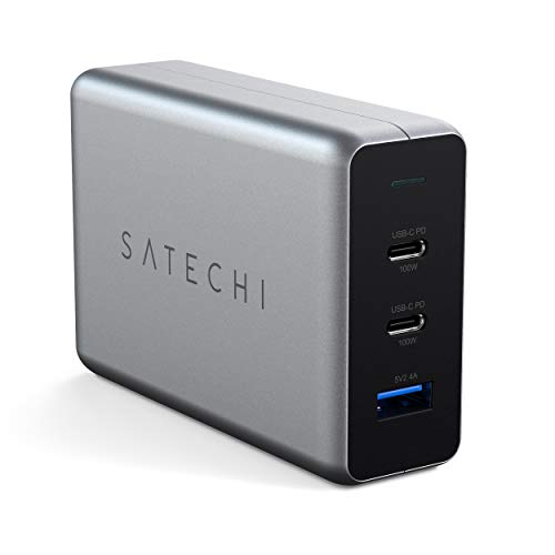 Satechi 100W USB C PD Compact GaN Charger – Powerful GaN Tech – Compatible with 2022 MacBook Pro/Air M2, 2021 MacBook Pro M1, 2022 iPad Air M1, 2021 iPad Pro M1, iPhone 15 Pro Max/15 Pro/15/15 Plus