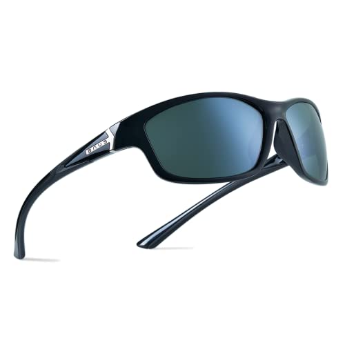 Bnus italy made corning glass lens polarized sunglasses for men Driving Fishing shades (B7248- Black/Silver Mirrored, Glass lens)