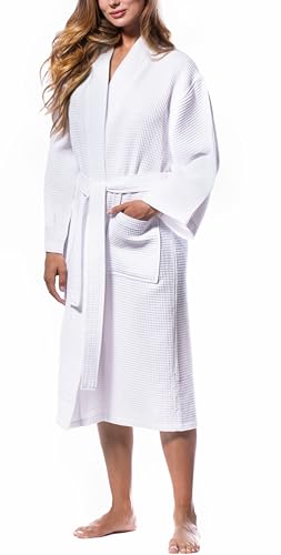 Turquaz Lightweight Full-Length Robes For Women Waffle Kimono Bathrobe - Soft, Fast-Drying, Long-Lasting Cotton Blend Unisex