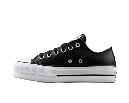 Converse Women's Chuck Taylor All Star Lift Clean Sneaker, Black/Black/White, 8 M US