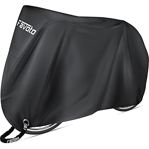 Favoto Bike Cover Waterproof Outdoor - Bicycle Cover Thicken Oxford 29 Inch Windproof Snow Rustproof with Lock Hole Storage Bag for Mountain Road Bike City Bike Beach Cruiser Bike, Black