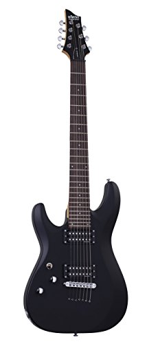 Schecter C-7 DELUXE LH Satin Black 7-String Solid-Body Electric Guitar, Satin Black