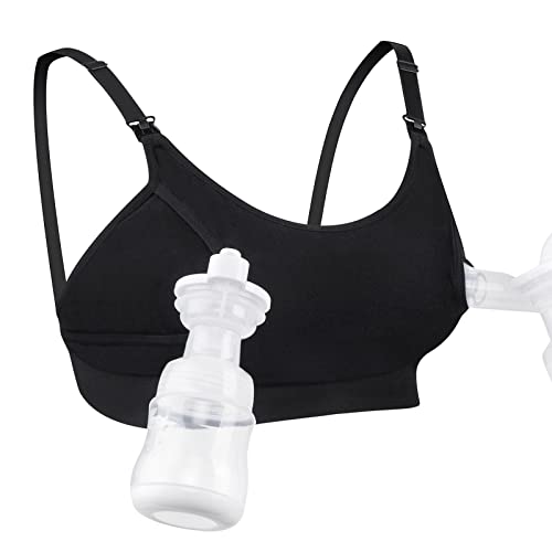 Momcozy Hands Free Pumping Bra, Adjustable Breast-Pumps Holding and Nursing Bra, Suitable for Breastfeeding-Pumps by Lansinoh, Philips Avent, Spectra, Evenflo and More(Black, Medium)