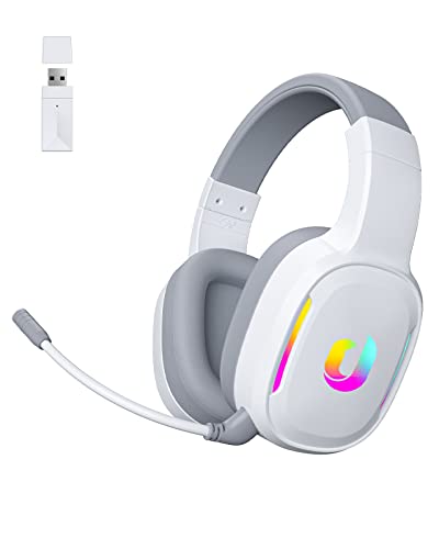 Jeecoo G80 Wireless Gaming Headset - 7.1 Surround Sound, Detachable Clear Microphone, Low Latency LED Wireless Gaming Headphones- Works with PS4 PS5 PC Laptop Computers