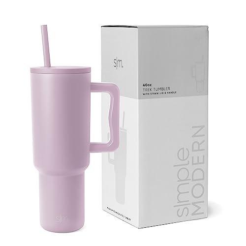 Simple Modern 40 oz Tumbler with Handle and Straw Lid | Insulated Cup Reusable Stainless Steel Water Bottle Travel Mug | Mothers Day Gifts for Mom Women Her | Trek Collection | Lavender Mist