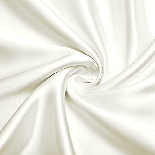 VACVELT Charmeuse Satin Fabric by The Yard, 60 Inch Wide Ivory White Satin Fabric Shiny & Soft Cloth Fabric, Silky Satin Fabric for Bridal Dress, Wedding Decorations, Crafts, Sewing, Draping (1 Yard)