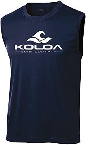 Joe's USA Koloa Surf Wave Logo Moisture Wicking Sleeveless T Shirt 2XL Navy/White
