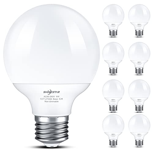 SHINESTAR 8-Pack Vanity Light Bulbs for Bathroom 60 Watt, Warm White 2700K, G25 LED Globe Light Bulbs, Non-dimmable