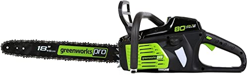 Greenworks 80V 18' Brushless Cordless Chainsaw (Great for Tree Felling, Limbing, Pruning, and Firewood) / 75+ Compatible Tools), Tool Only, Black & Green