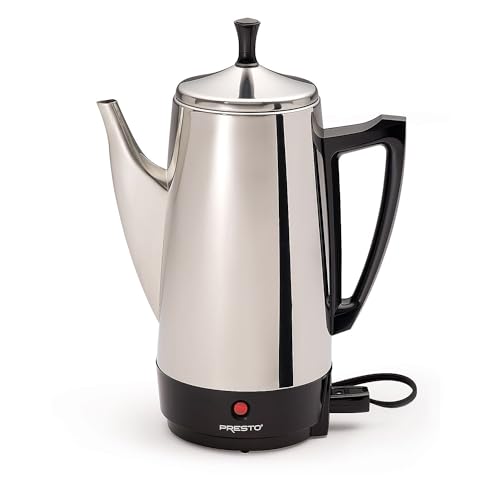 Presto Stainless-Steel Electric Coffee Percolator, 12-Cups, Black