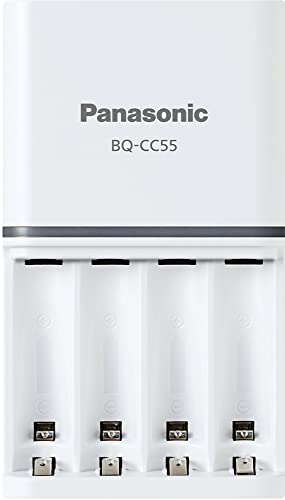 Panasonic BQ-CC55SBA Advanced eneloop Individual Rechargeable Battery 3 Hour Quick Charger with 4 LED Color Charge Indicator Lights