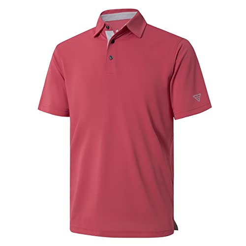 M MAELREG Mens Pique Polo Shirts Short Sleeve Performance Moisture Wicking Quick Dry Casual Golf Shirts for Men Brick