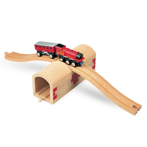maxim enterprise, inc. Wooden Train Track Over & Under Tunnel Bridge & Easy-Connect Railway, Hardwood Train Set Compatible with Thomas and Friends, BRIO, Major Brand Wooden Train Sets and Accessories