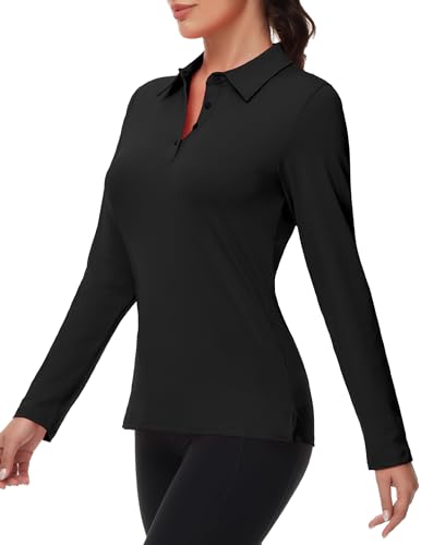 LOVRUBY Women's Polo Shirt Long Sleeve Collared Golf Shirt Workout Tops UPF 50+ Sun Protection Lightweight Athletic Tennis