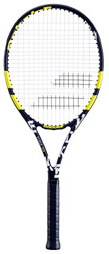Babolat Evoke 102 Strung Tennis Racquet, Black/Yellow (4 3/8' Grip)