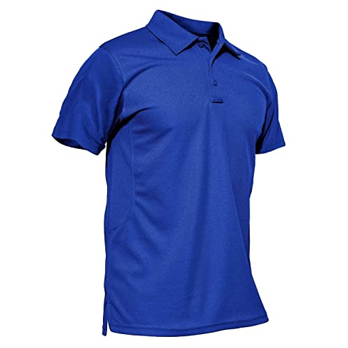 MAGCOMSEN Work Polo Shirts for Men Golf T-Shirts Quick Dry Shirts Summer Shirts Golf Polo Shirts for Men Blue M