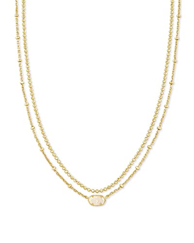 Kendra Scott Emilie Multi-Strand Necklace for Women, Fashion Jewelry, 14k Gold-Plated, Iridescent Drusy