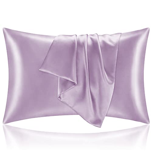 BEDELITE Satin Pillowcases Standard Set of 2, Super Soft Like Silk Pillowcase for Hair and Skin 20x26 Inches, Lavender Pillow Covers with Envelope Closure, Gift for Women Men